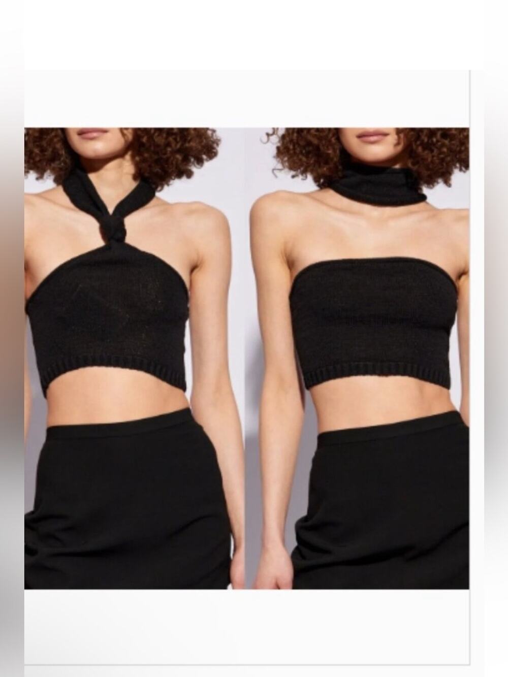 New Cult Gaia Sorine Knit Crop Top in Black Sz XS